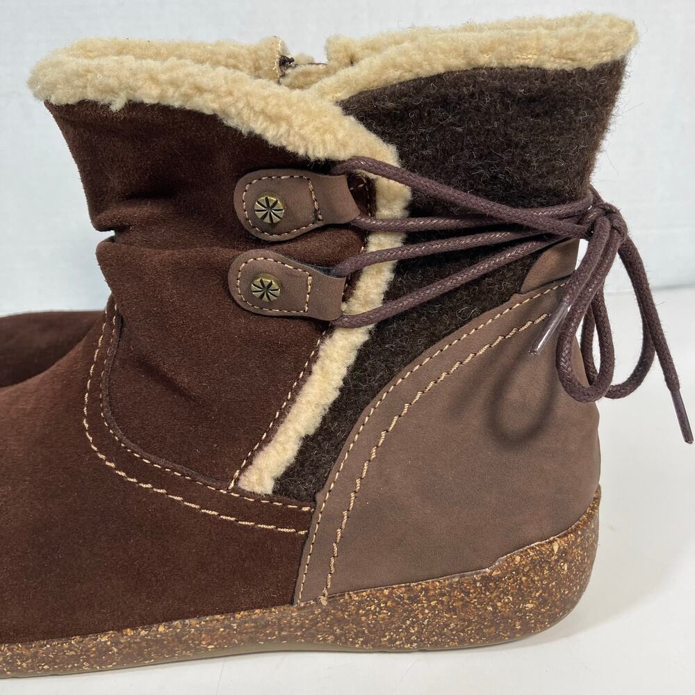 Earth Origins Aurora Jolene Brown Suede Winter Ankle Boots Shearling Lined NWOT - Picture 3 of 16